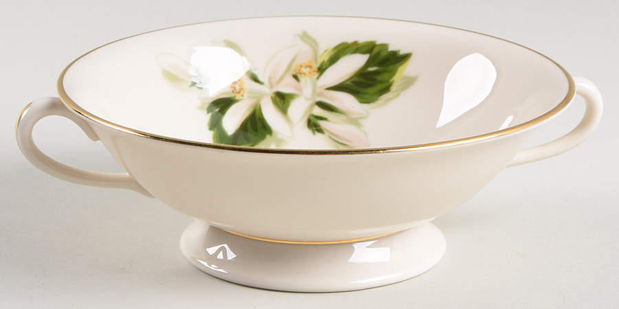 Orange Blossom & Gardenia Footed Cream Soup Bowl by Fine Arts-1