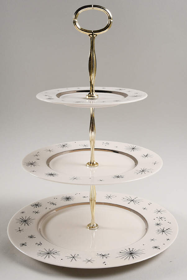 Romance of The Stars Cream 13 7/8"-14 1/4" 3-Tiered Serving Tray(DP,SP,BB) HC by Fine Arts-1