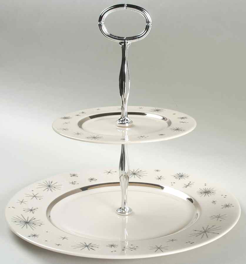 Romance of The Stars Cream 2 Tiered Serving Tray (Dinner&Bread/Butter Plate) by Fine Arts-1