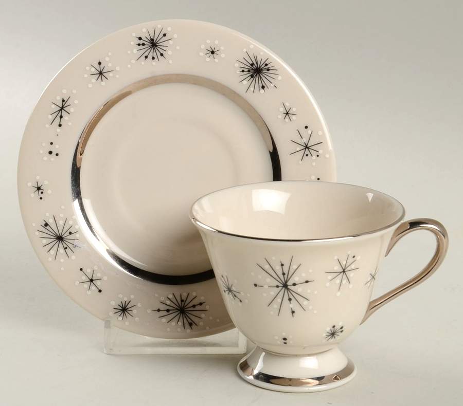 Romance of The Stars Cream Footed Demitasse Cup & Saucer Set by Fine Arts-1