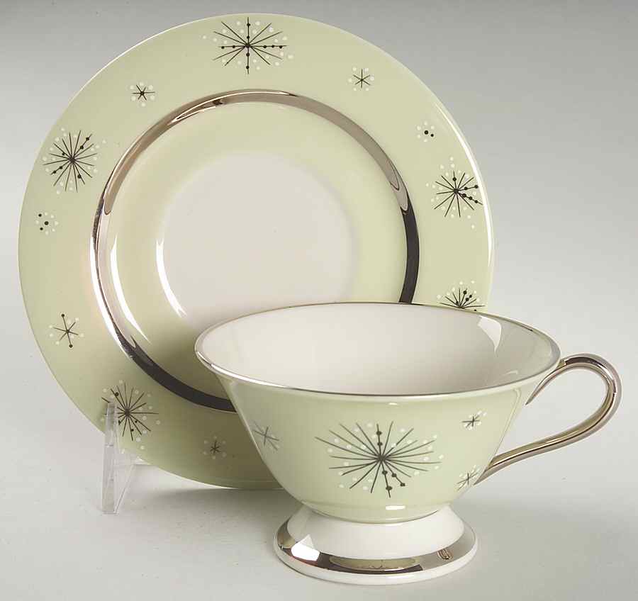 Romance of The Stars Green Footed Cup & Saucer Set by Fine Arts-1