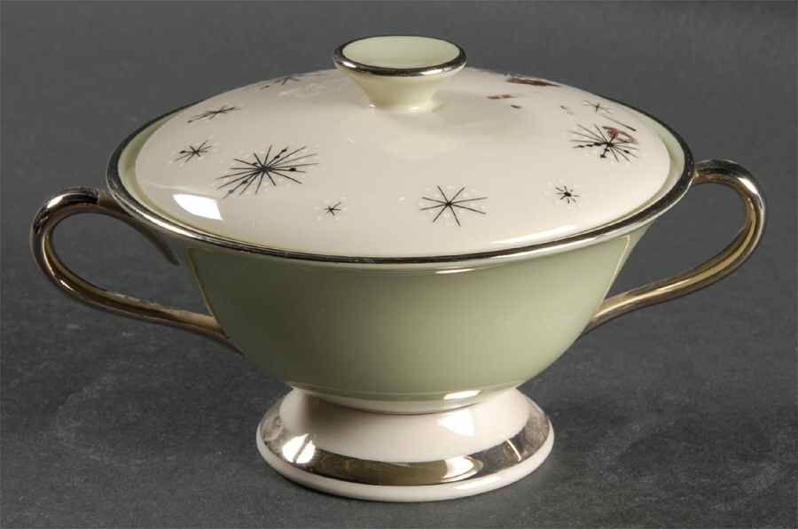 Romance of The Stars Green Sugar Bowl & Lid by Fine Arts-1