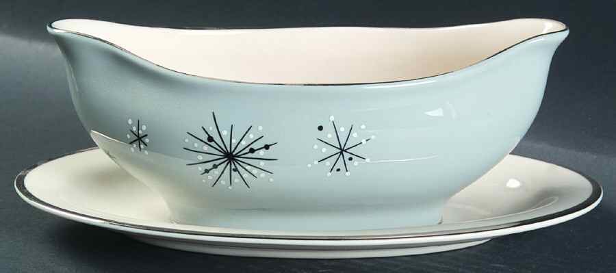 Romance of The Stars Grey Gravy Boat with Attached Underplate by Fine Arts-1