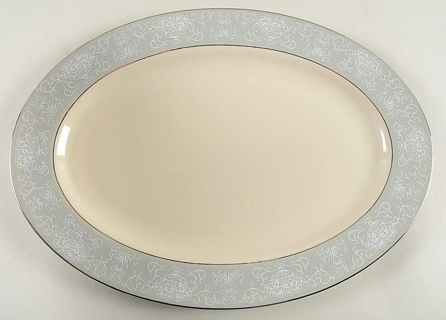 Spanish Lace Grey 15" Oval Serving Platter by Fine Arts-1