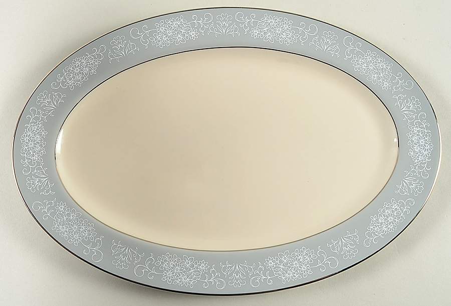Spanish Lace Grey 13" Oval Serving Platter by Fine Arts-1