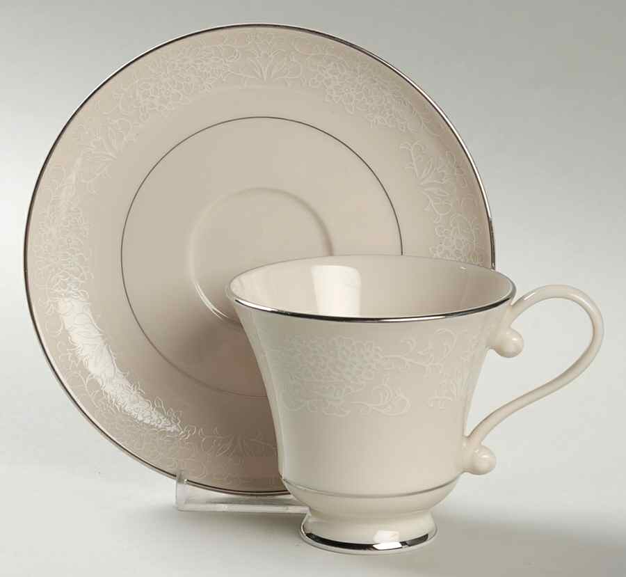 Spanish Lace White Footed Cup & Saucer Set by Fine Arts-1