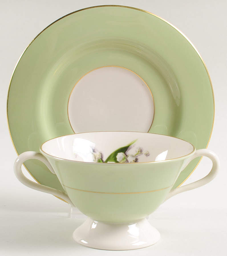 Springtime Footed Bouillon Cup & Saucer by Fine Arts-1