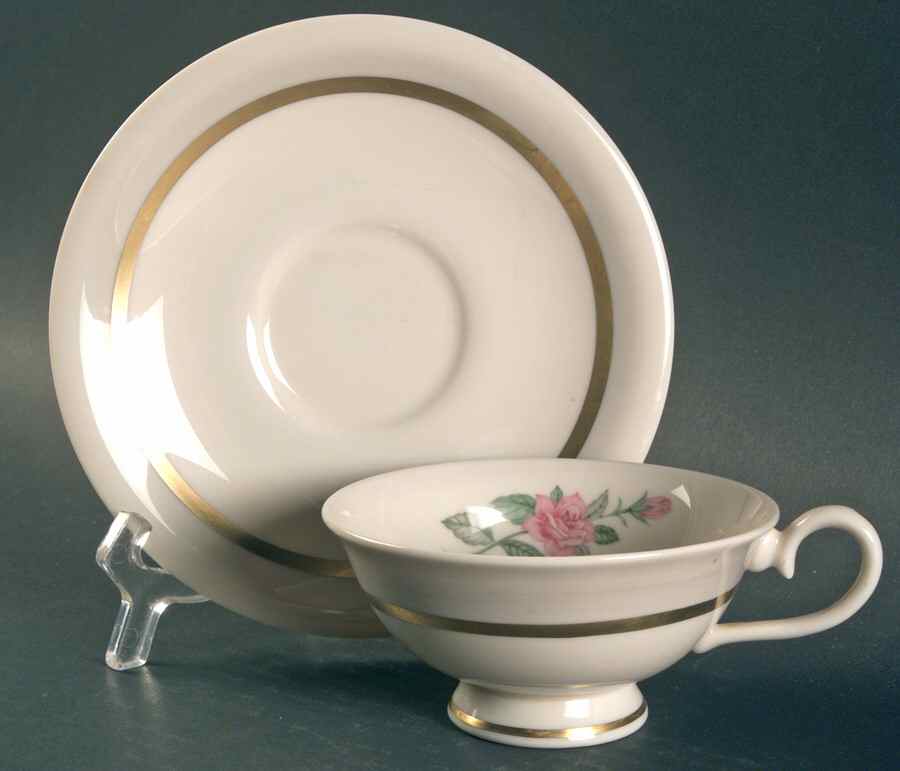 Sweetheart Rose Footed Cup & Saucer Set by Fine Arts-1