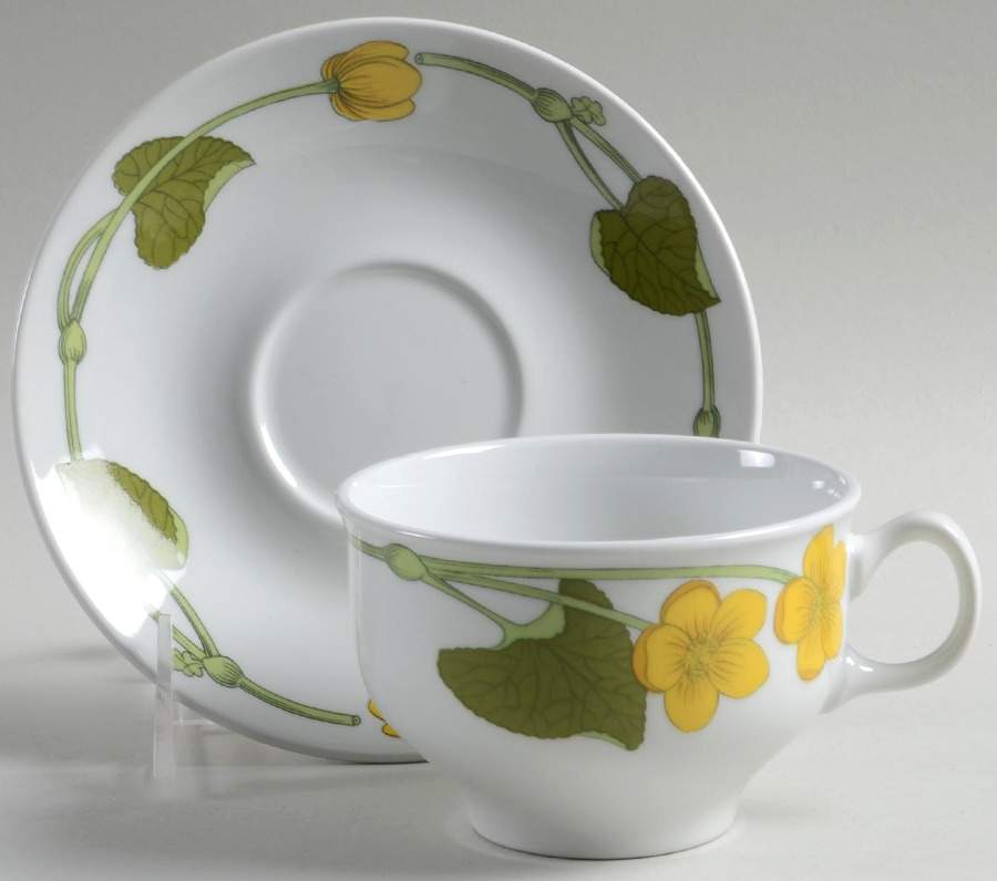 Bekkeblom Flat Cup & Saucer Set by Figgjo (Norway)-1