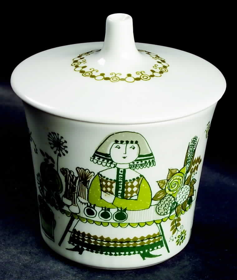 Market Sugar Bowl & Lid by Figgjo (Norway)-1