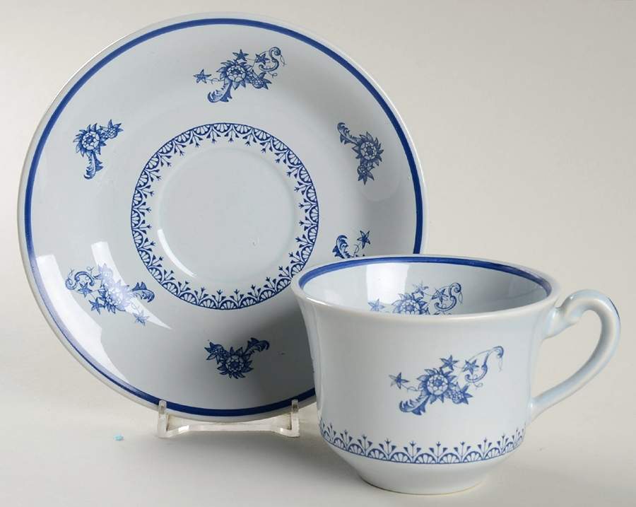 Chelsea Blue Flat Cup & Saucer Set by S Fieldings & Co.-1