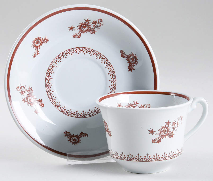 Chelsea Red Flat Cup & Saucer Set by S Fieldings & Co.-1