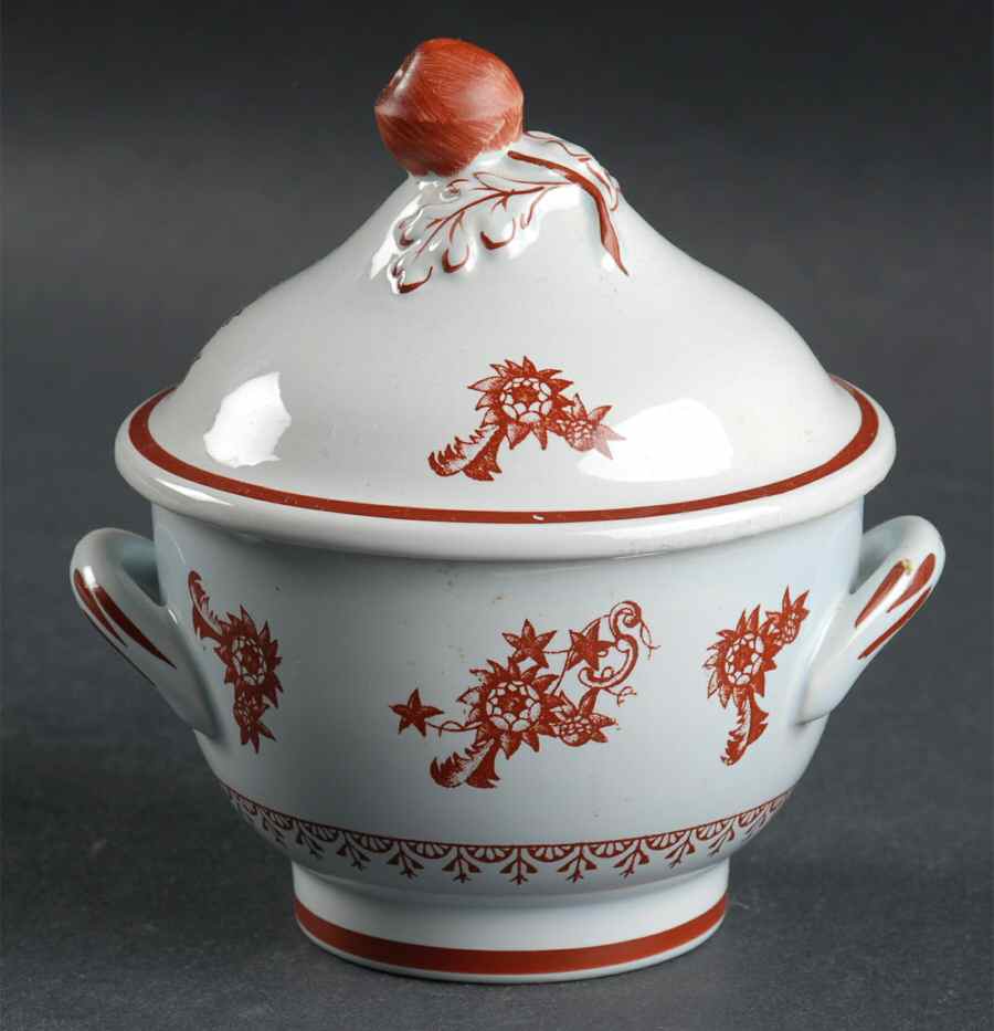 Chelsea Red Sugar Bowl & Lid by S Fieldings & Co.-1