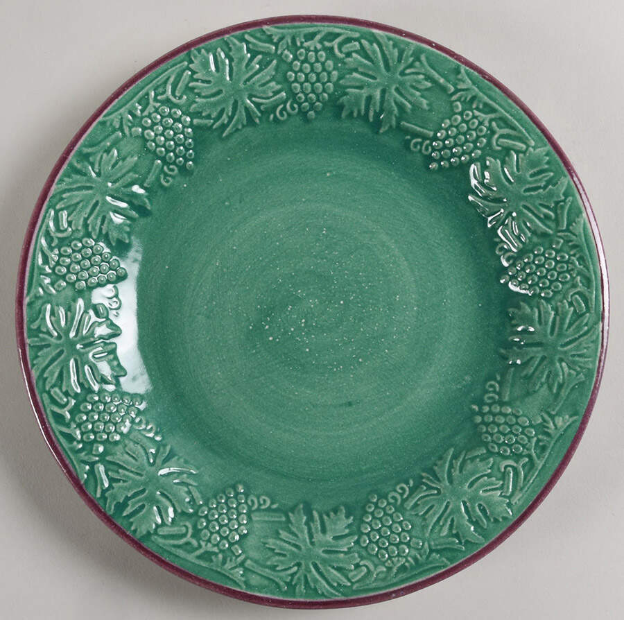 Grape Garland Embossed Leaf Green Salad Plate by Fioriware-1