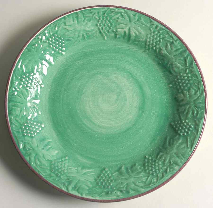 Grape Garland Embossed Leaf Green Dinner Plate by Fioriware-1