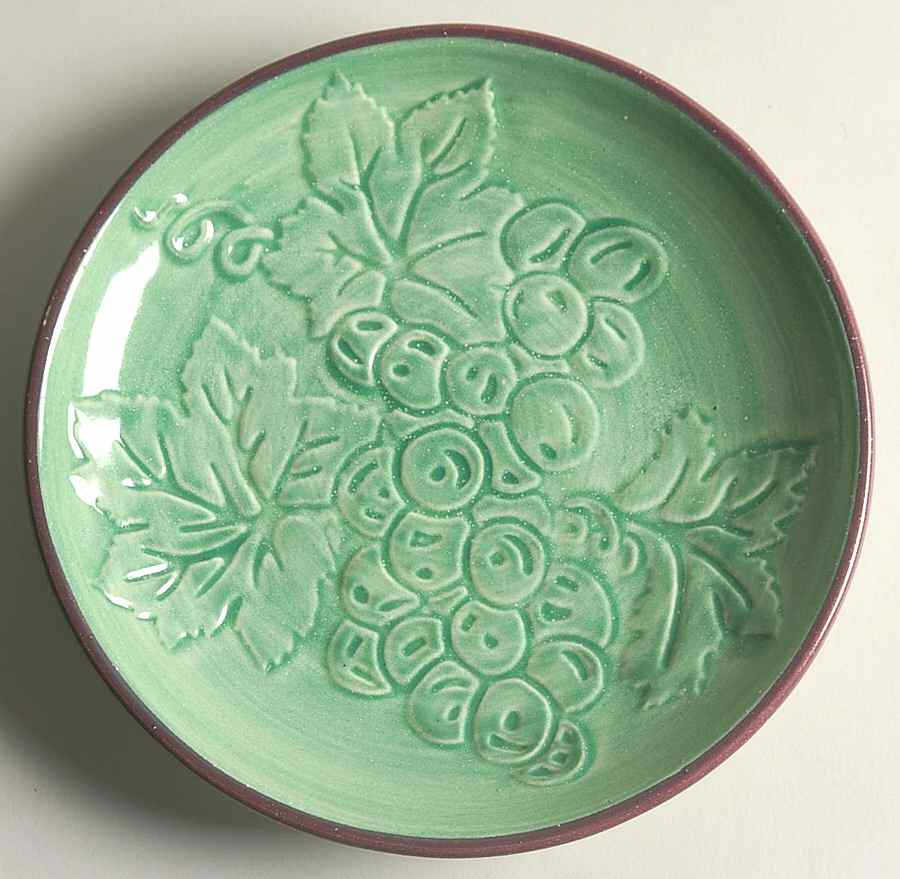 Grape Garland Embossed Leaf Green Coupe Salad Plate by Fioriware-1