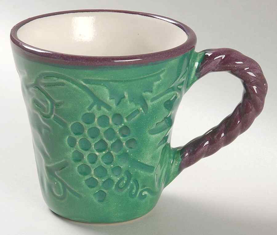 Grape Garland Embossed Leaf Green Mug by Fioriware-1