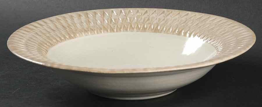 Harlequin Linen and Bone Large Rim Soup Bowl by Fioriware-1