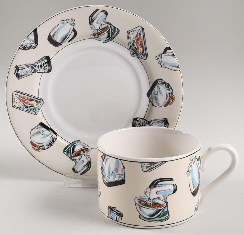 50's Kitchen Flat Cup & Saucer Set by Fitz & Floyd-1