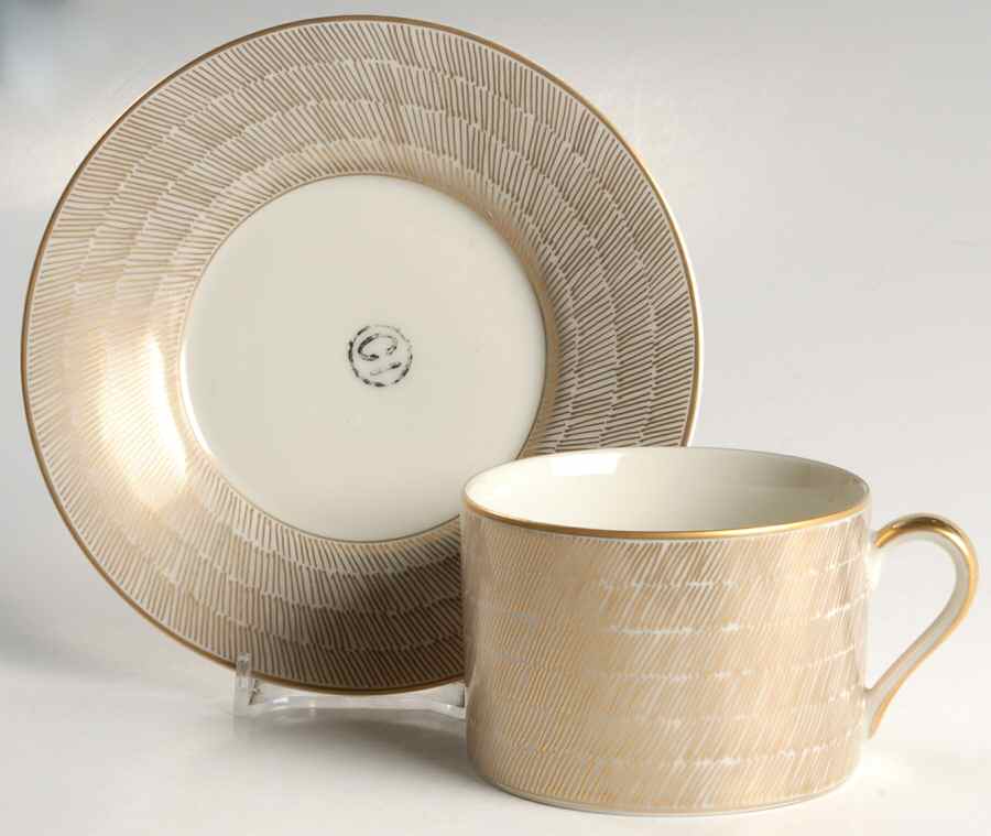 Adobe Gold Flat Cup & Saucer Set by Fitz & Floyd-1