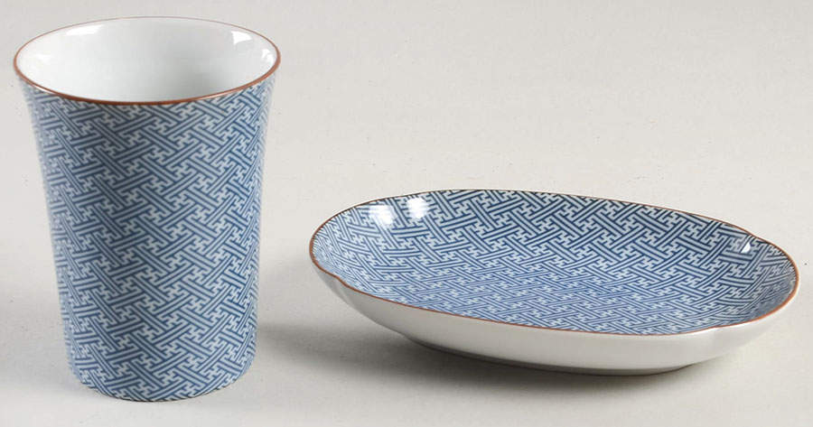 Ajiro 2pc Bathroom Set (Tumbler & Soap Dish) by Fitz & Floyd-1