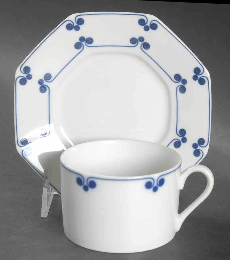 Allegro Blue Flat Cup & Saucer Set by Fitz & Floyd-1