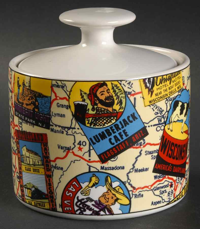 American Roadside Sugar Bowl & Lid by Fitz & Floyd-1