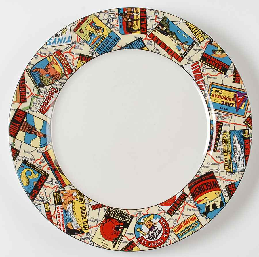 American Roadside 12" Chop Plate (Round Platter) by Fitz & Floyd-1