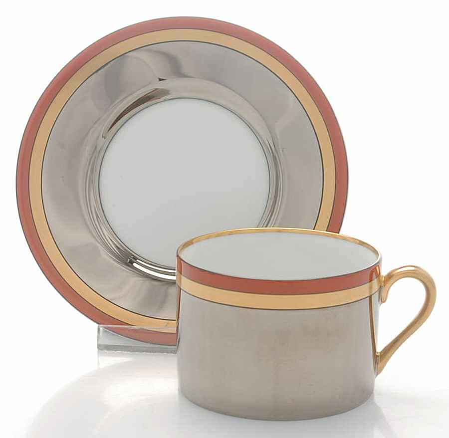 Aragon Flat Cup & Saucer Set by Fitz & Floyd-1