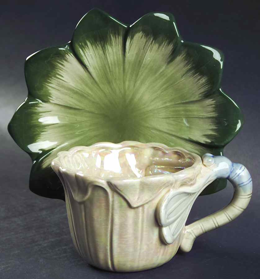 Art Nouveau Flat Cup & Saucer Set by Fitz & Floyd-1