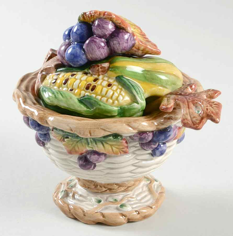 Autumn Bounty Sugar Bowl & Lid W/Spoon by Fitz & Floyd-1
