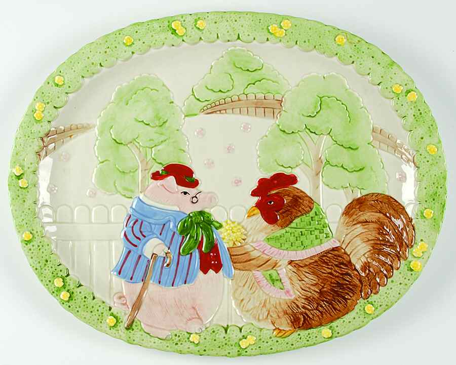 Bacon & Eggs 15" Oval Serving Platter by Fitz & Floyd-1