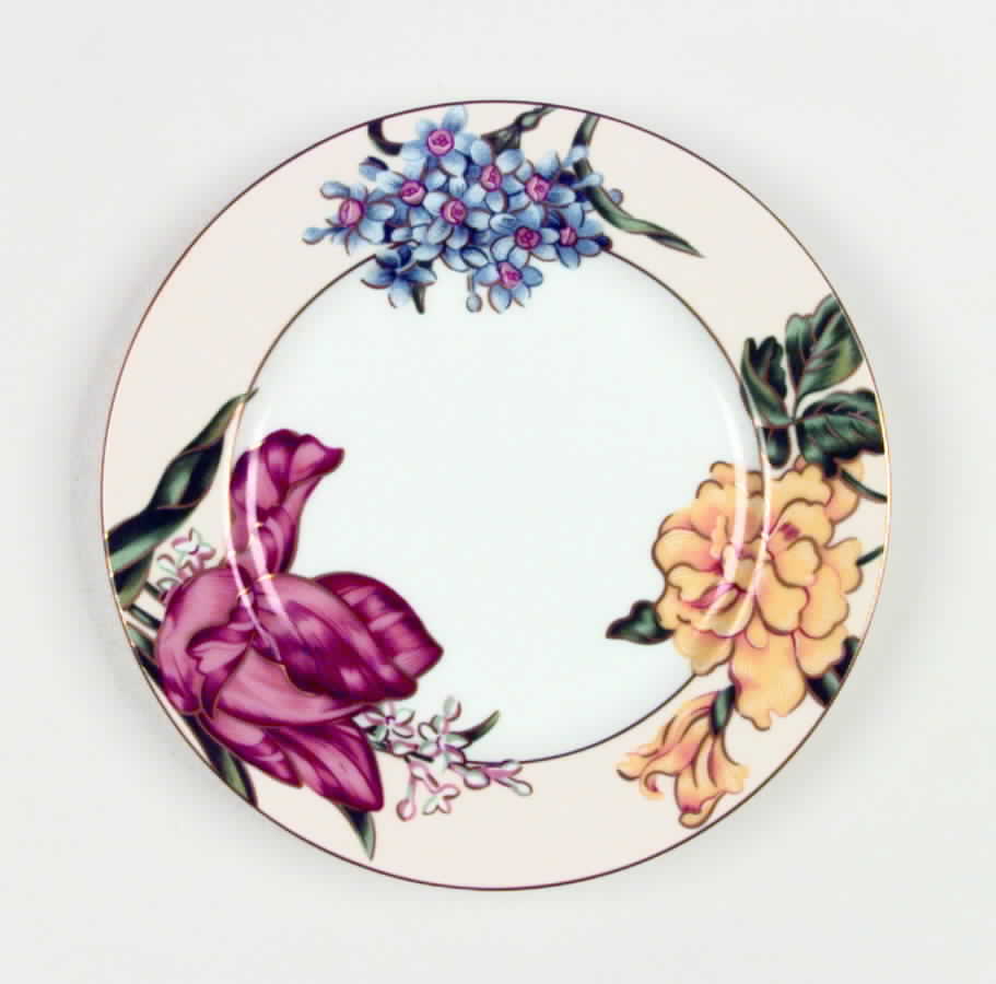 Bariolage Des Fleurs (Buff Rim) Salad Plate by Fitz & Floyd-1