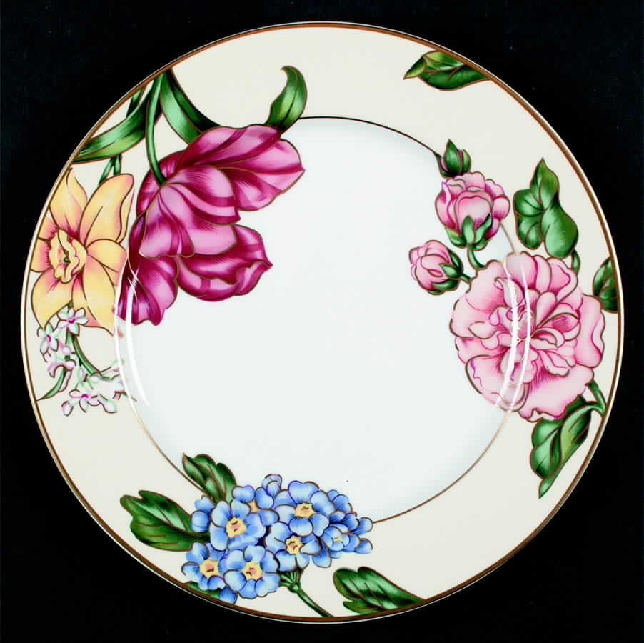 Bariolage Des Fleurs (Buff Rim) Dinner Plate by Fitz & Floyd-1