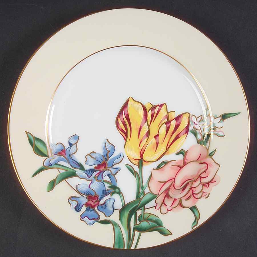 Bariolage Des Fleurs (Buff Rim) Bread & Butter Plate by Fitz & Floyd-1