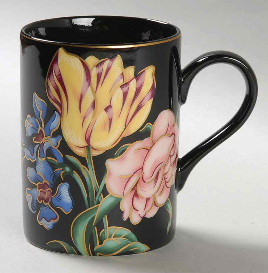 Bariolage Des Fleurs (Black Background) Mug by Fitz & Floyd-1