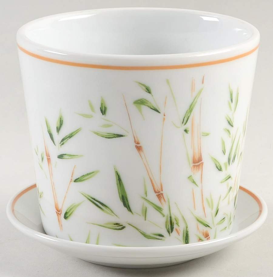 Bamboo Garden 4" Flower Pot with Underplate by Fitz & Floyd-1