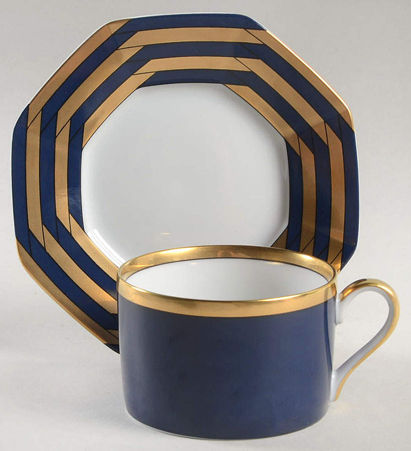 Biarritz Bleu Flat Cup & Saucer Set by Fitz & Floyd-1