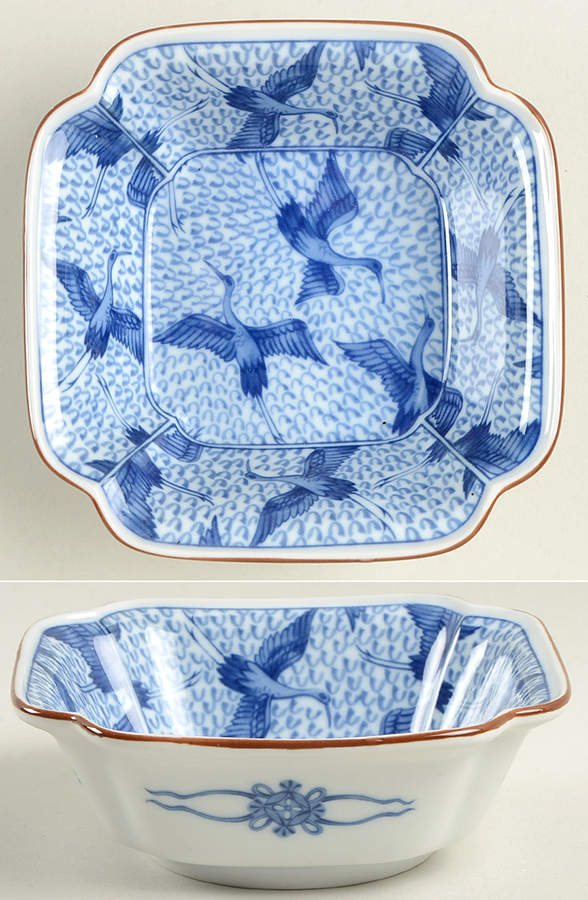 Blue Stork Square Fruit/Dessert (Sauce) Bowl by Fitz & Floyd-1