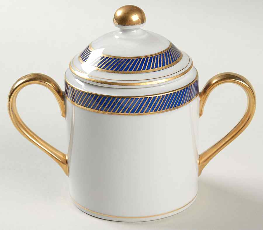 Bordure Bleu Sugar Bowl & Lid by Fitz & Floyd-1