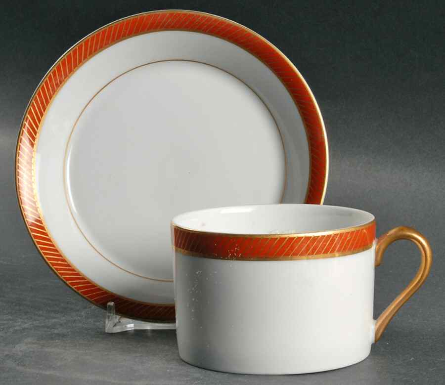 Bordure Rouge Flat Cup & Saucer Set by Fitz & Floyd-1