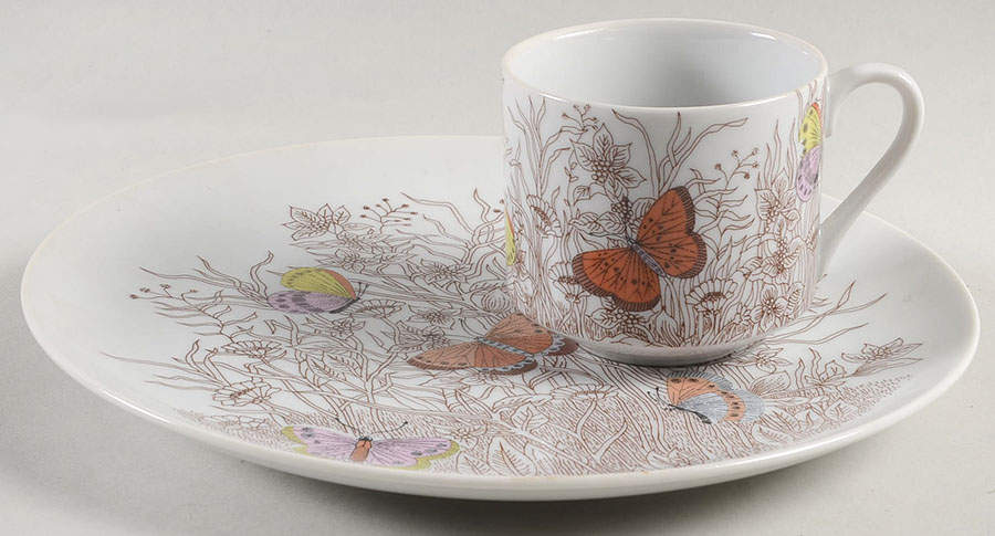 Butterfly Garden Snack Plate & Cup Set by Fitz & Floyd-1