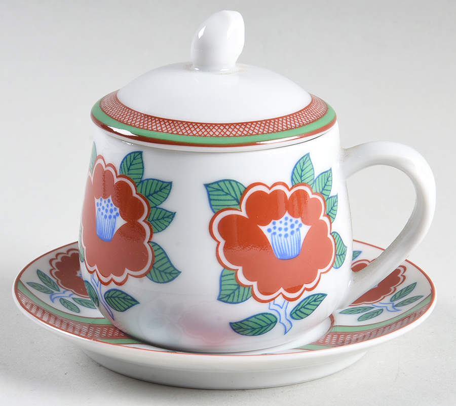 Camellia 3-Piece Pot de Creme with Underplate by Fitz & Floyd-1