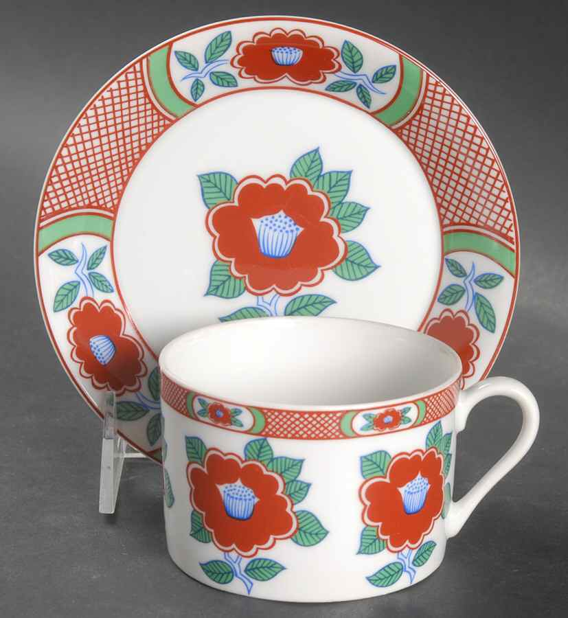 Camellia Flat Cup & Saucer Set by Fitz & Floyd-1