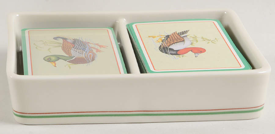 Canard Sauvage (White Body) Double Deck Playing Card Box-No Lid by Fitz & Floyd-1