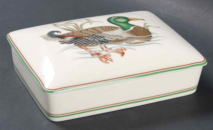 Canard Sauvage (White Body) Double Deck Playing Card Box & Lid by Fitz & Floyd-1