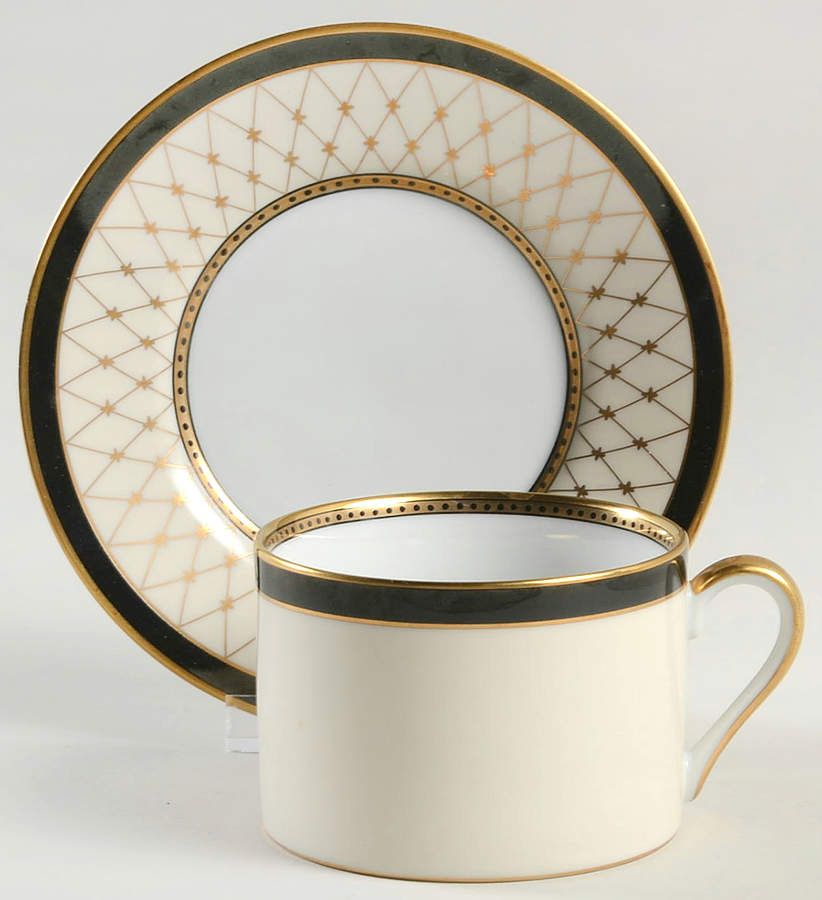 Chaumont Creme Flat Cup & Saucer Set by Fitz & Floyd-1