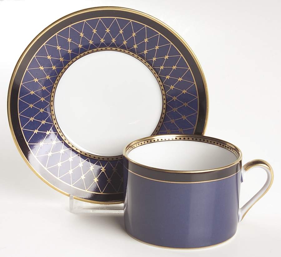 Chaumont Lapis Blue Flat Cup & Saucer Set by Fitz & Floyd-1