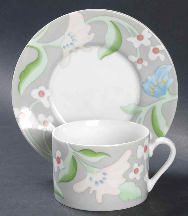 Chanson Des Fleurs Flat Cup & Saucer Set by Fitz & Floyd-1