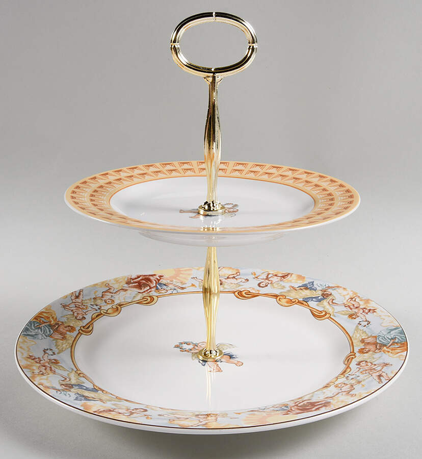 Cherubs 6 5/8"-10"  2 Tiered Serving Tray (Dp, Sp) HC by Fitz & Floyd-1